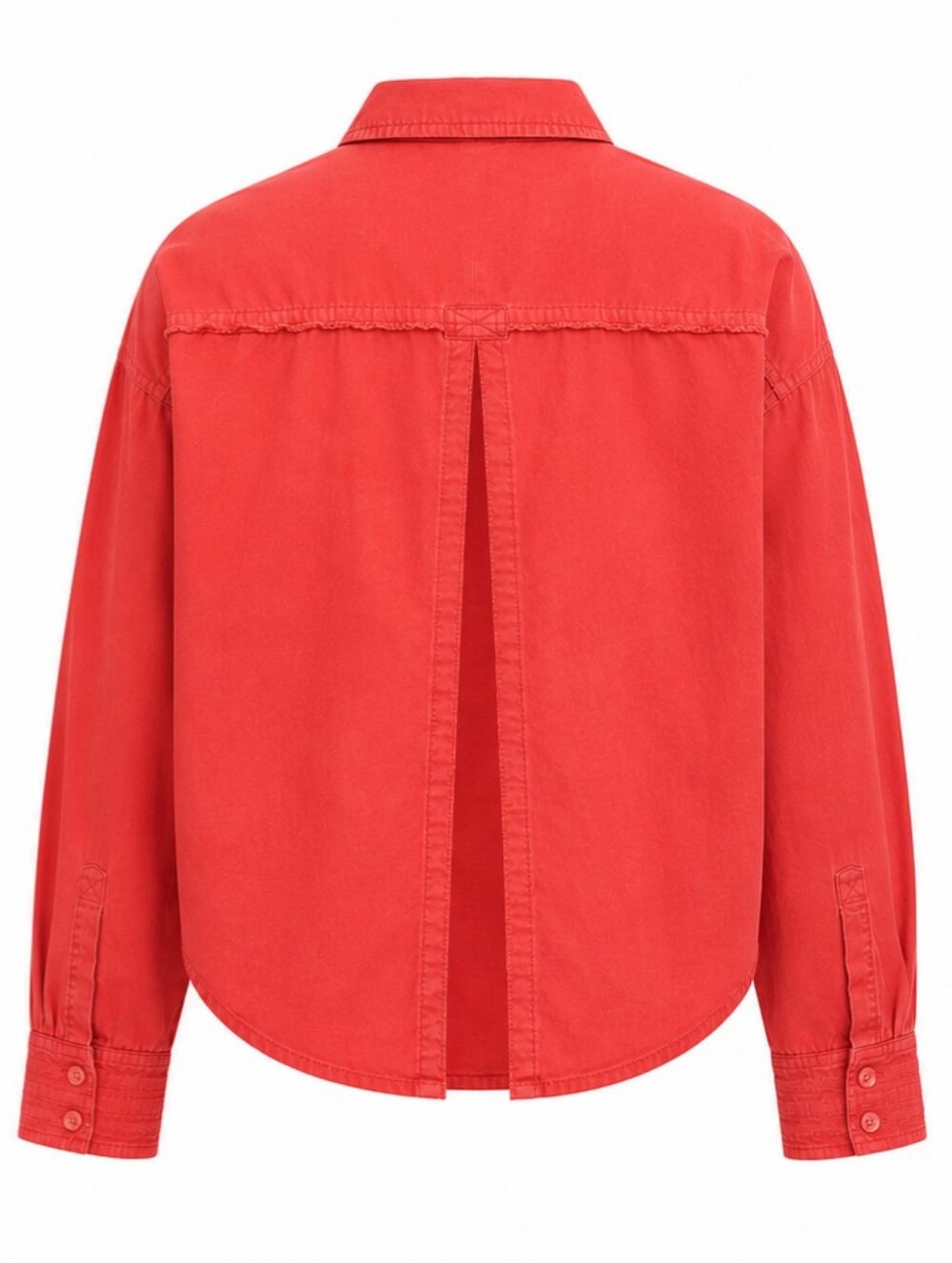 PILCRO | Anthro Coral Red Split Back Boxy Crop Utility Shirt Oversized Top | L - Picture 2 of 11